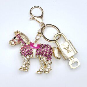 Authentic Louis Vuitton Lock & Key with Unbranded Horse Charm, Keychain